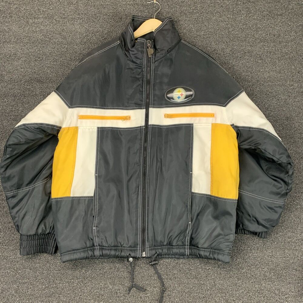 Vintage Pro Player Pittsburg Steelers Jacket Small NFL Zip Up Puffer No Hood